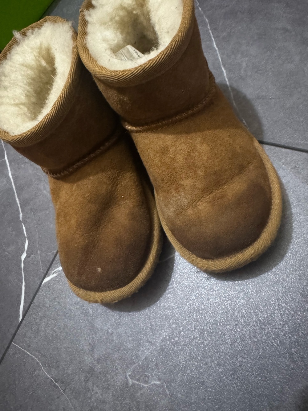 UGG Cream Shearling Lined Boot Interior with Size Tag